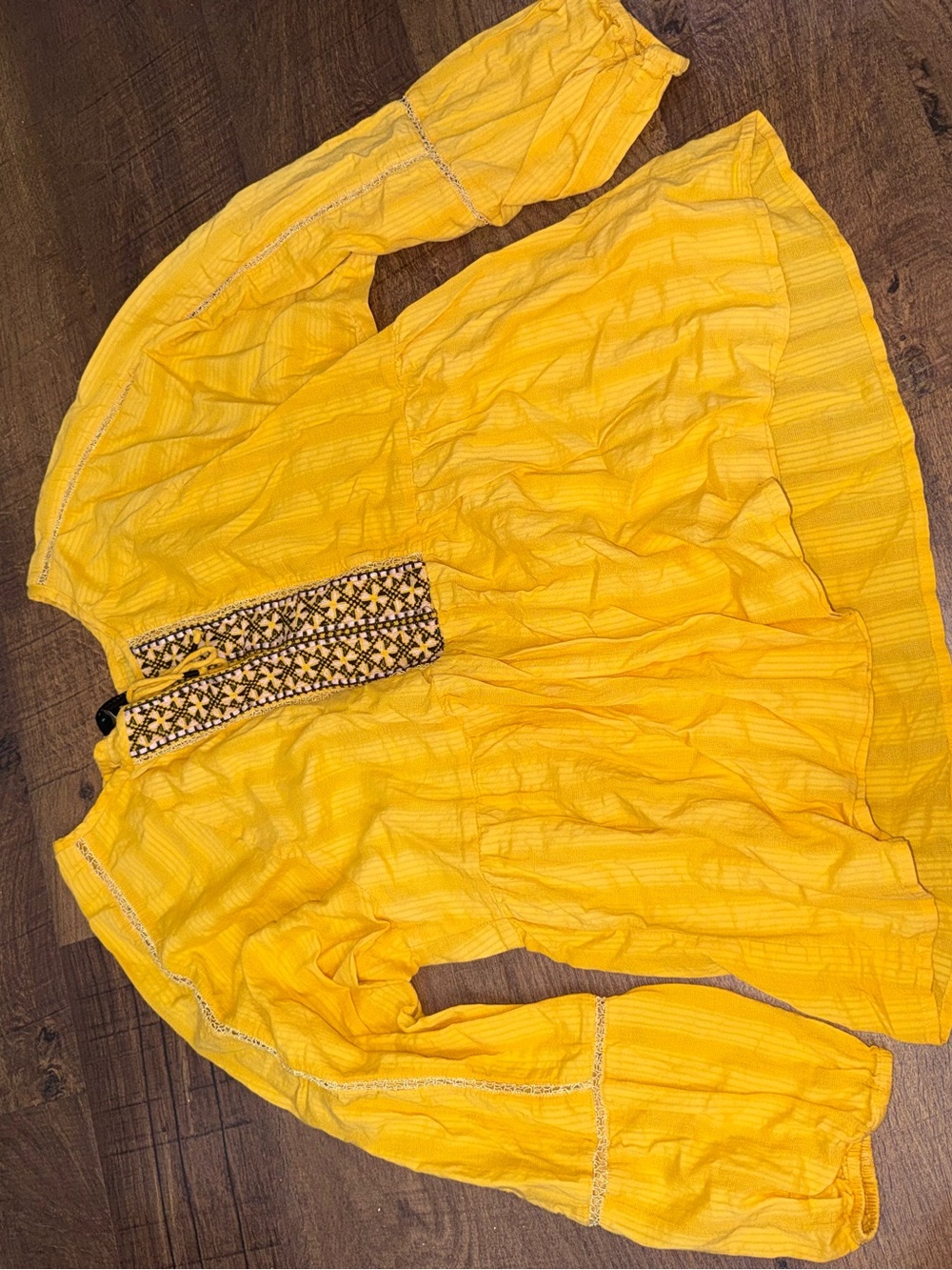 Chelsea & Theodore Yellow Embroidered Peasant Top